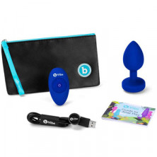 b-Vibe Vibrating Jewel Plug L/XL, синий сапфир